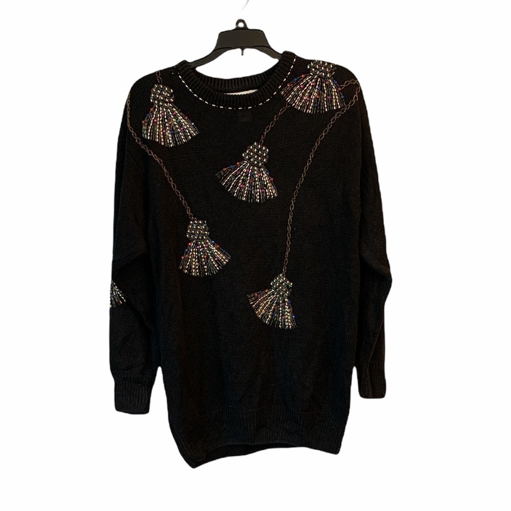 Vintage Victoria Habour Beaded Tassel Sweater M
